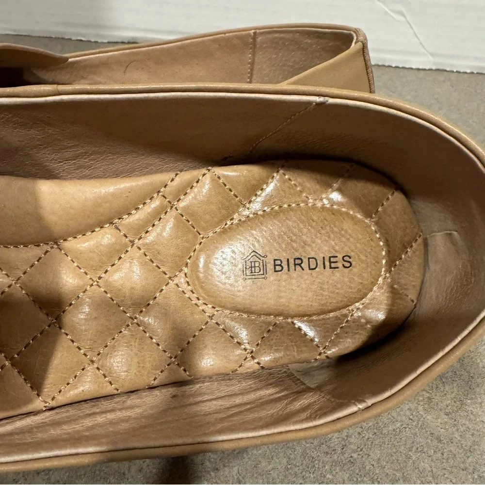 Birdies Elegant Tan Leather Women's Cushioned Loafers Flats Size 9